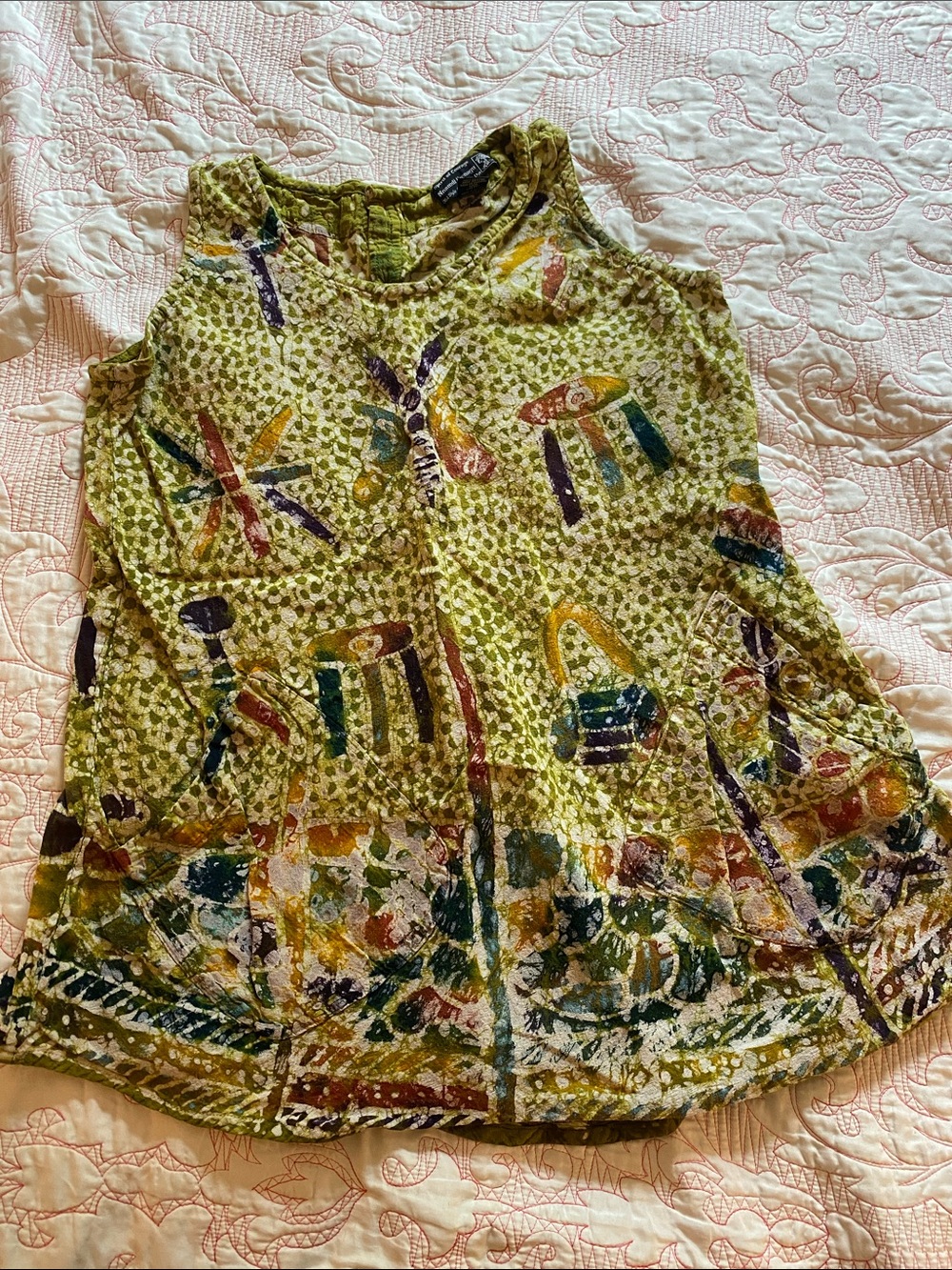 African Tie Dye Sleeveless Olive Green Printed Mini Dress